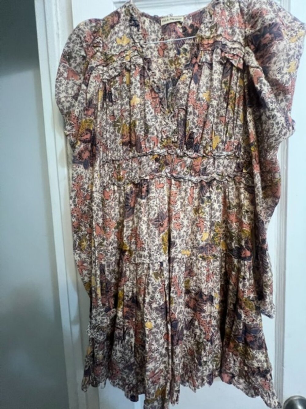 Ulla Johnson Long Puff Sleeved Print Floral Cotton Dress, Size 6 (runs lorge)